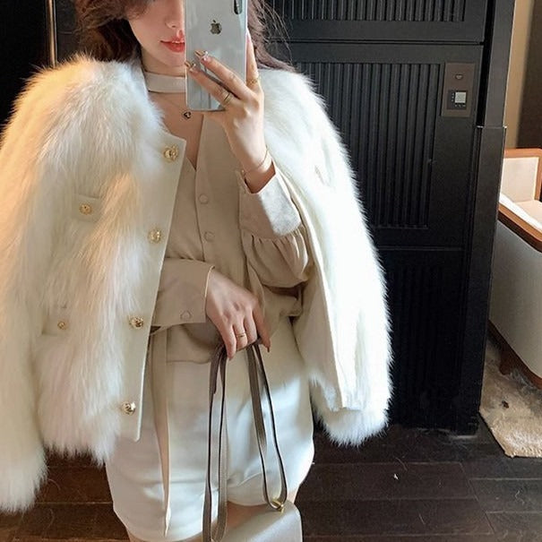 Veste élégante fausse fourrure